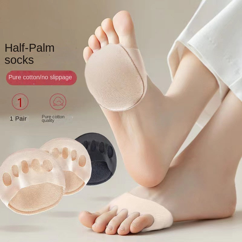 High Heel Shoe Half Sole Sock Forefoot Pad Half Size Insert Women Silicone Forefoot Pad Invisible Sock Anti-Slip Anti-Friction Shallow Mouth