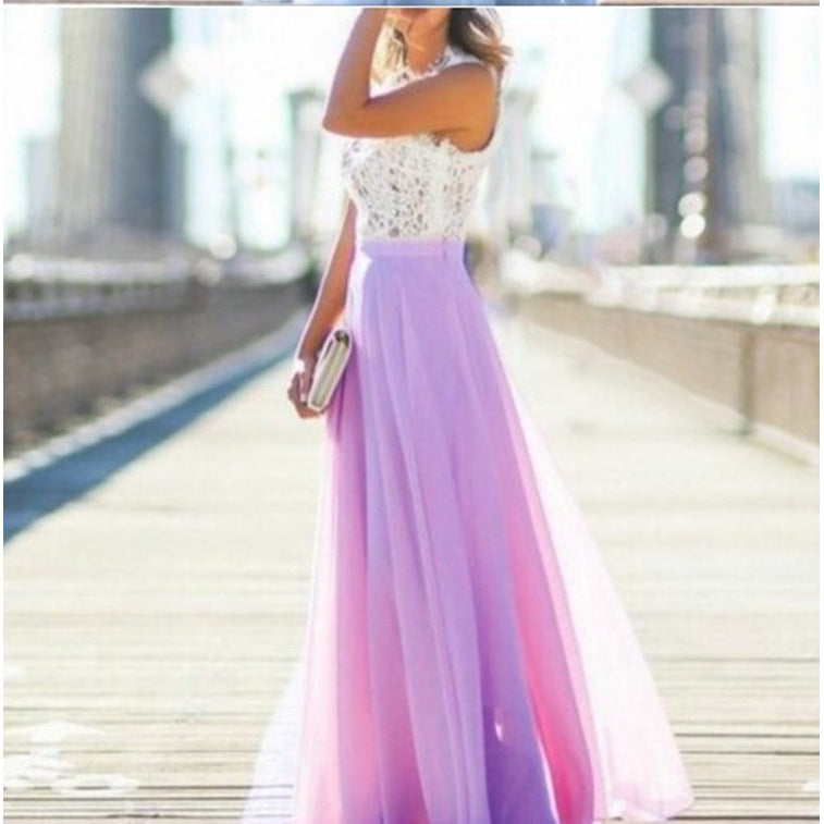 Lace patchwork sleeveless dress