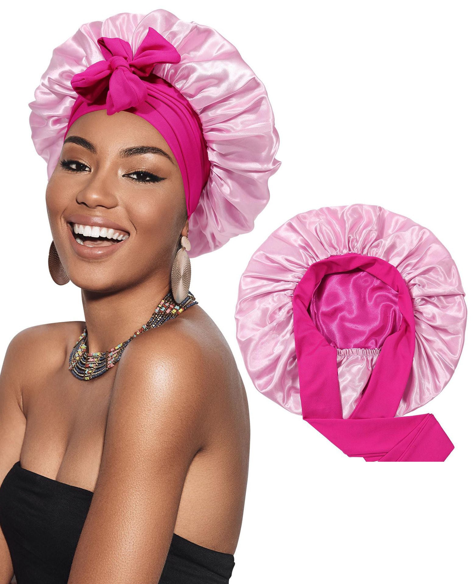 Double sided wide edged high elasticity hair care hat