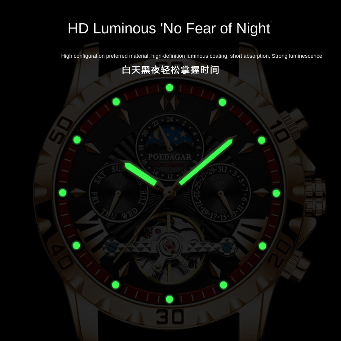 Swiss Brand Waterproof Automatic Mechanical Watch for Men